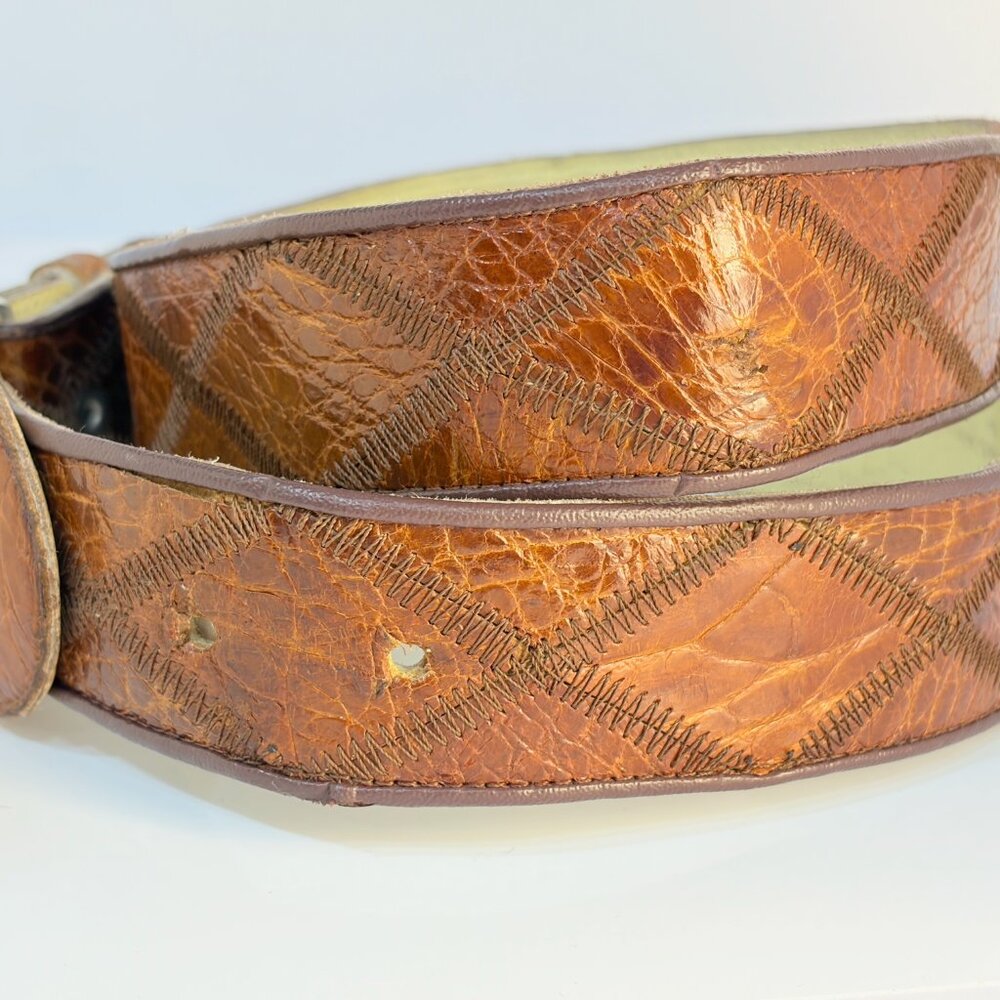 Genuine Sea Turtle Patchwork Western Belt Size 38 Butterscotch Peanut Brittle - Picture 6 of 9